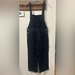 New Free Assembly  Cropped Bib Overalls Size 18 Cotton Stretch Pockets (1469)